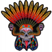 Wicked Snake Skull and Feathers Iron on Patch