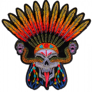 Wicked Snake Skull and Feathers Iron on Patch