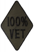 100 Percent Vet Subdued Green Patch | US Military Veteran Patches