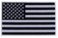 Black and White American Flag Patch with White Borders