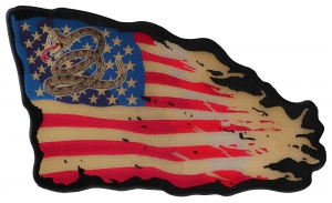Don't Tread on Me Tattered US Flag Large Back Patch