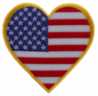 Gold Border Love US Flag Heart Patch | Embroidered Patches Gold Border Love US Flag Heart Patch | Embroidered Patches
