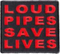 Loud Pipes Save Lives Patch In Red | Embroidered Patches Loud Pipes Save Lives Patch In Red | Embroidered Patch