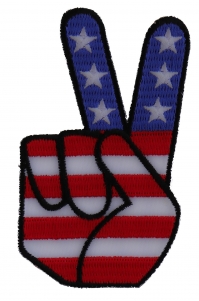 Peace Hand Sign with American Flag Patch