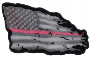 Pink Stripe Tattered American Flag Patch Pink Stripe Tattered American Flag Patch