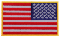 Reversed US Flag Patch 4 Inch Yellow Border | Embroidered Patches