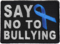 Say No To Bullying Blue Ribbon Patch | Embroidered Patches Say No To Bullying Blue Ribbon Patch | Embroidered Patches