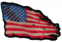 Tattered US American Flag Large Back Patch