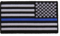 Thin Blue Line American Flag Reversed Patch | Embroidered Patches Thin Blue Line American Flag Reversed Patch | Embroidered Patches