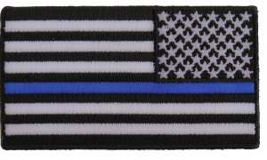 Thin Blue Line American Flag Reversed Patch | Embroidered Patches Thin Blue Line American Flag Reversed Patch | Embroidered Patches