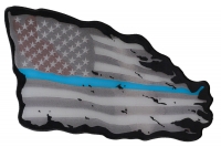 Thin Blue Line American Tattered Flag Large Back Patch