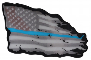 Thin Blue Line American Tattered Flag Large Back Patch Thin Blue Line American Tattered Flag Large Back Patch