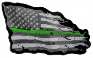 Thin Green Line American Tattered Flag Large Back Patch Thin Green Line American Tattered Flag Large Back Patch