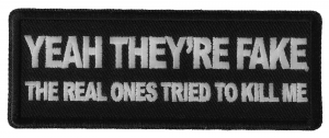 Yeah They're Fake The Real Ones Tried to Kill me Breast Cancer Patch Yeah They're Fake The Real Ones Tried to Kill me Breast Cancer Patch