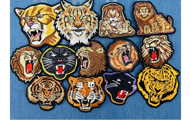 Wild Animal Patches, Leopard, Lion, Wolf, Tiger, Iron on or Sew on Patches  for Jackets, Neon Patch 