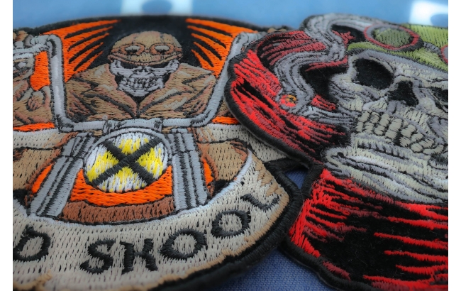 thumbnail image 2 of Skull & Pistols Biker Patch – 3.5" Embroidered Iron-On For MC Vests & Jackets 2 of 4