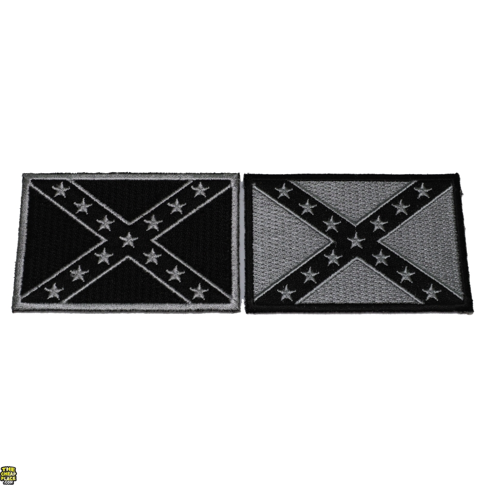 Set of 2 Black and White Rebel Flag Patches TheCheapPlace