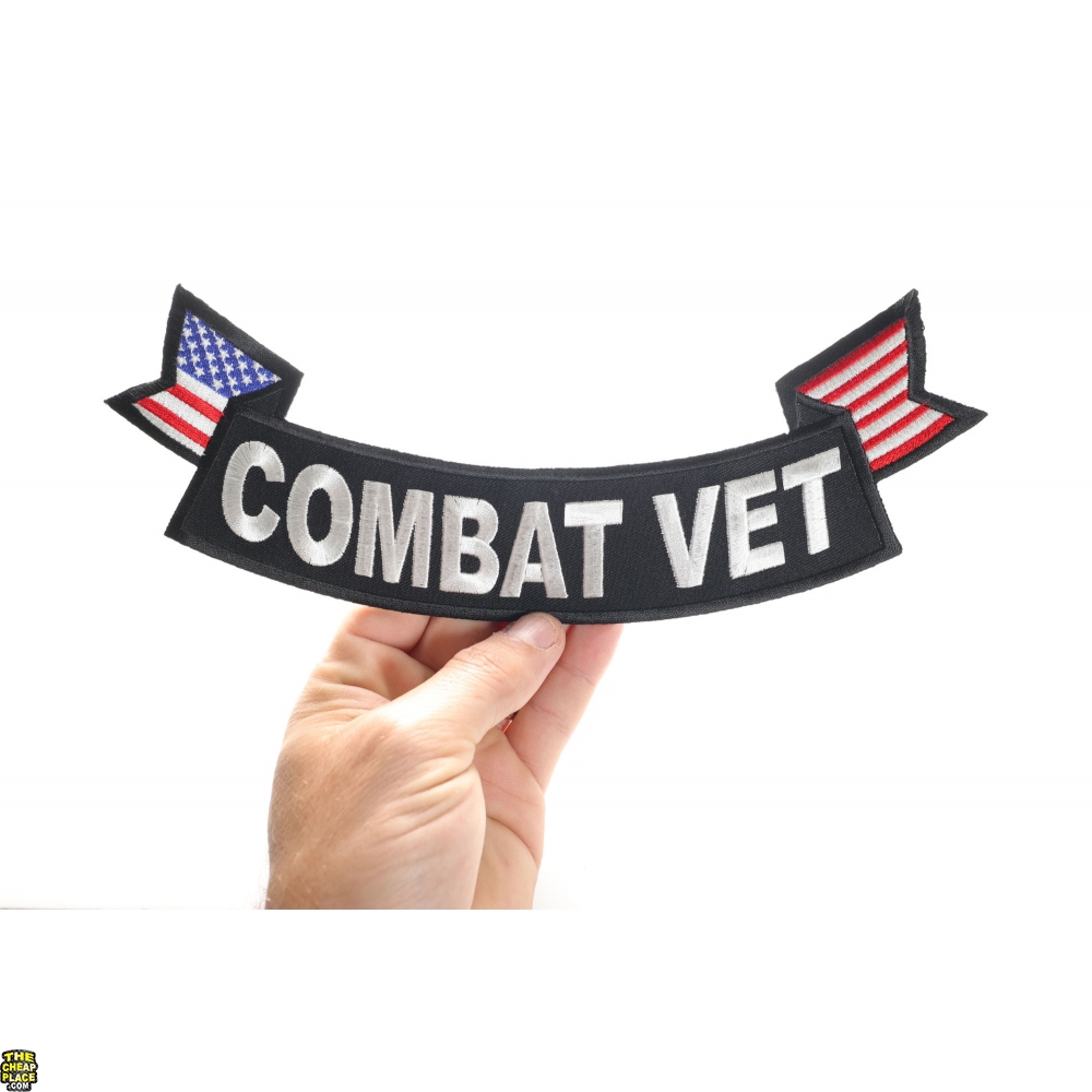 Combat Vet Large Lower Rocker Patch With Flags | Large Military Rockers ...