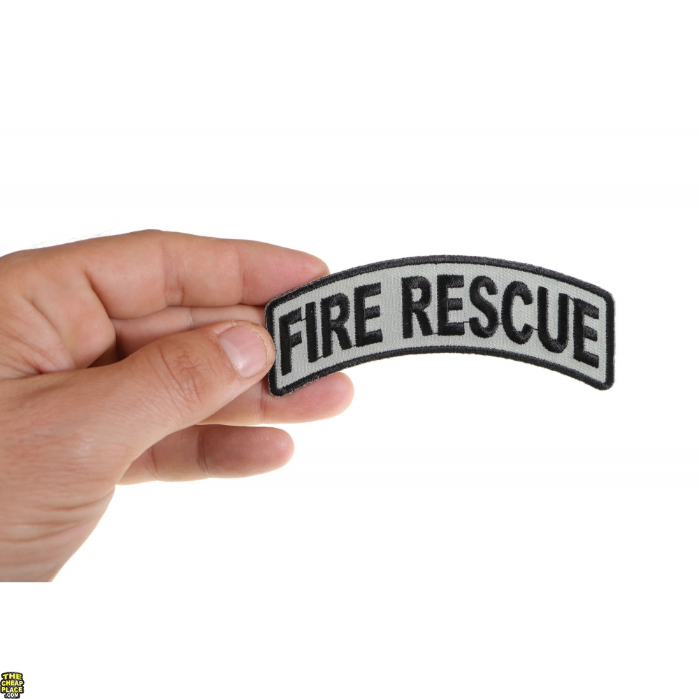 Fire Rescue Rocker Patch Black Gray | Embroidered Patches