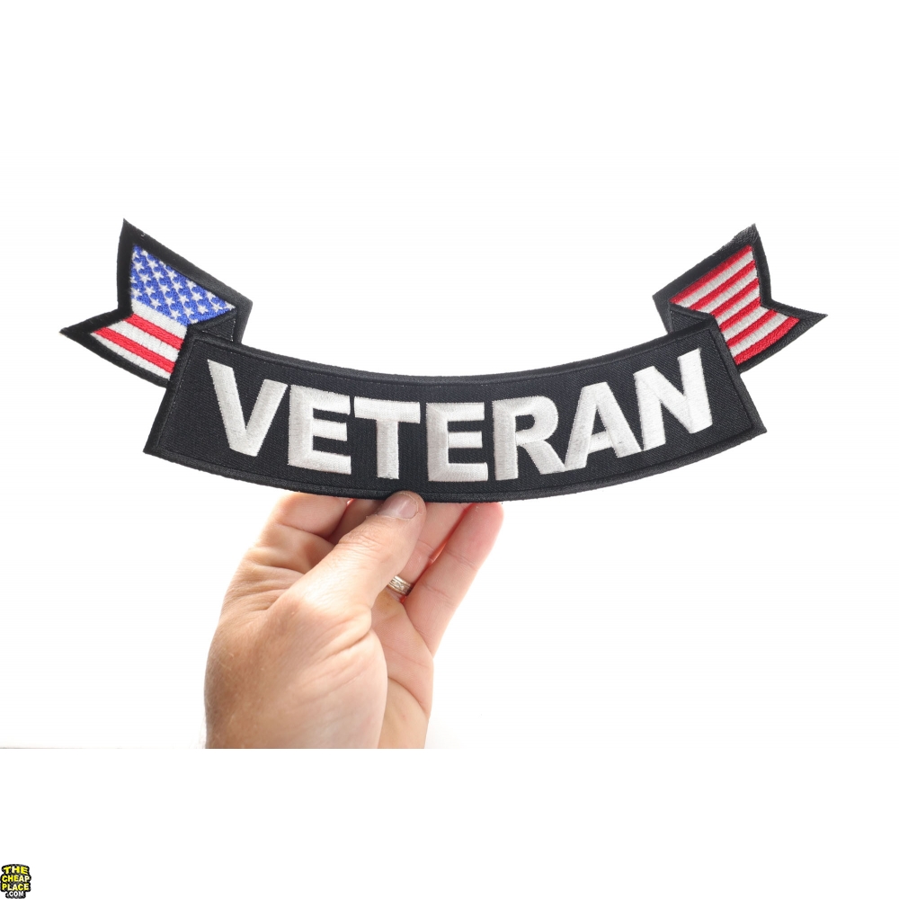 Veteran Bottom Rocker With Flags Patch | Large Military Rockers ...