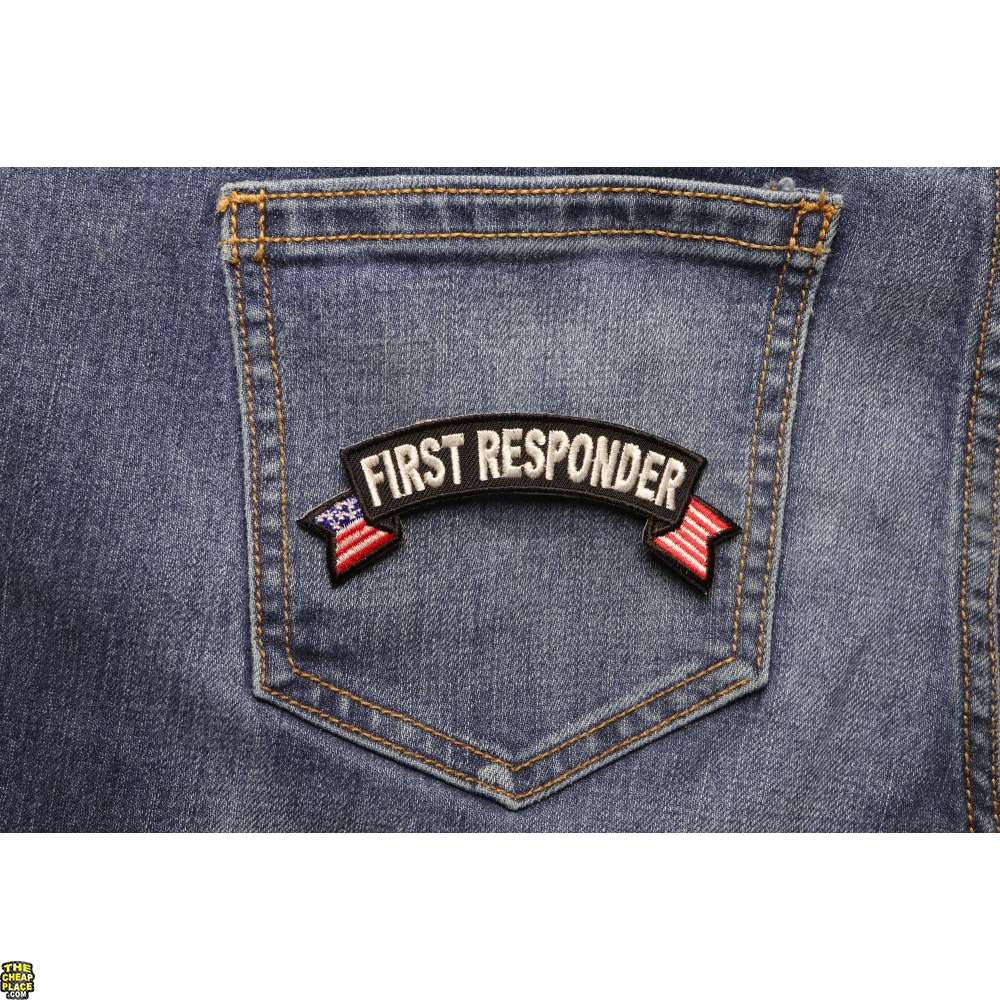 First Responder US Flag Small Rocker Patch | Police Firemen EMT ...