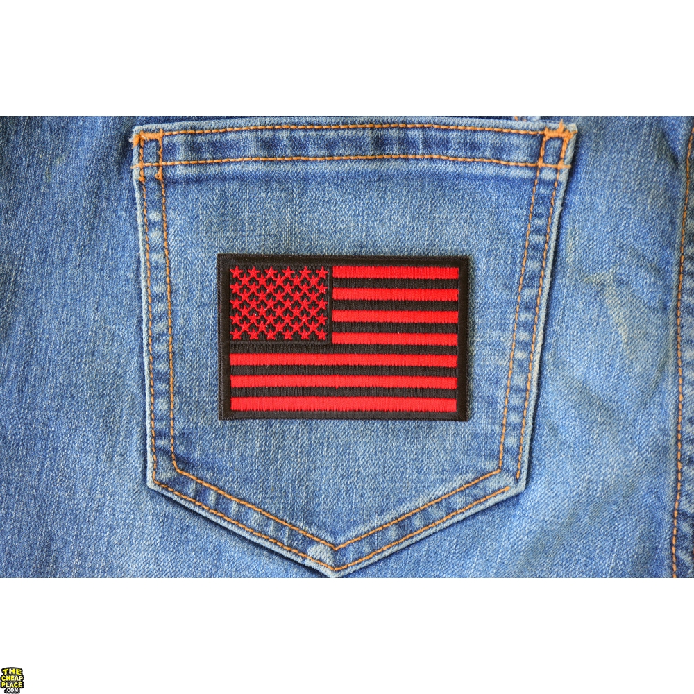 Red Black American Flag Patch American Flag Patches TheCheapPlace