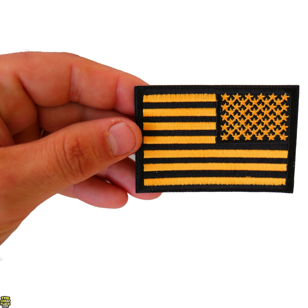 Yellow Black American Flag Reversed Patch Embroidered Patches