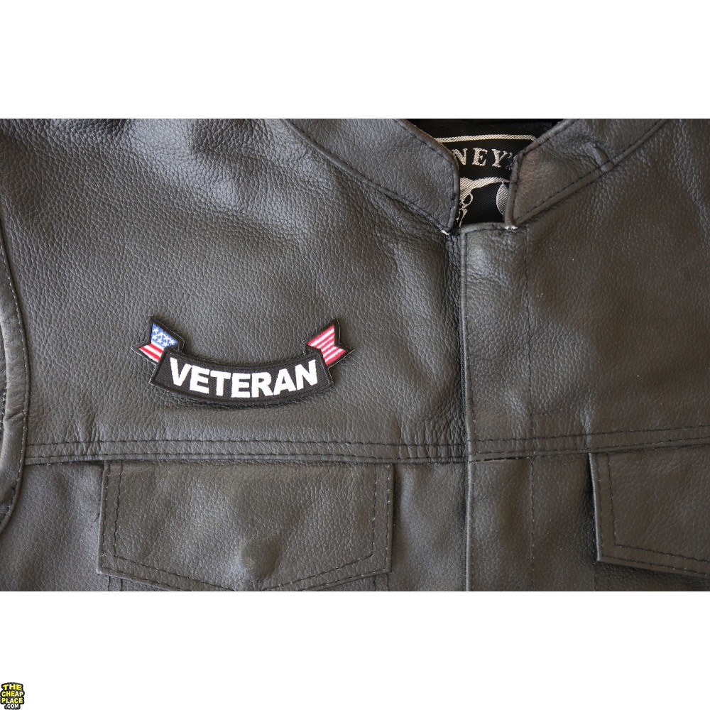 Veteran Lower Rocker with US Flag Small Patch - TheCheapPlace