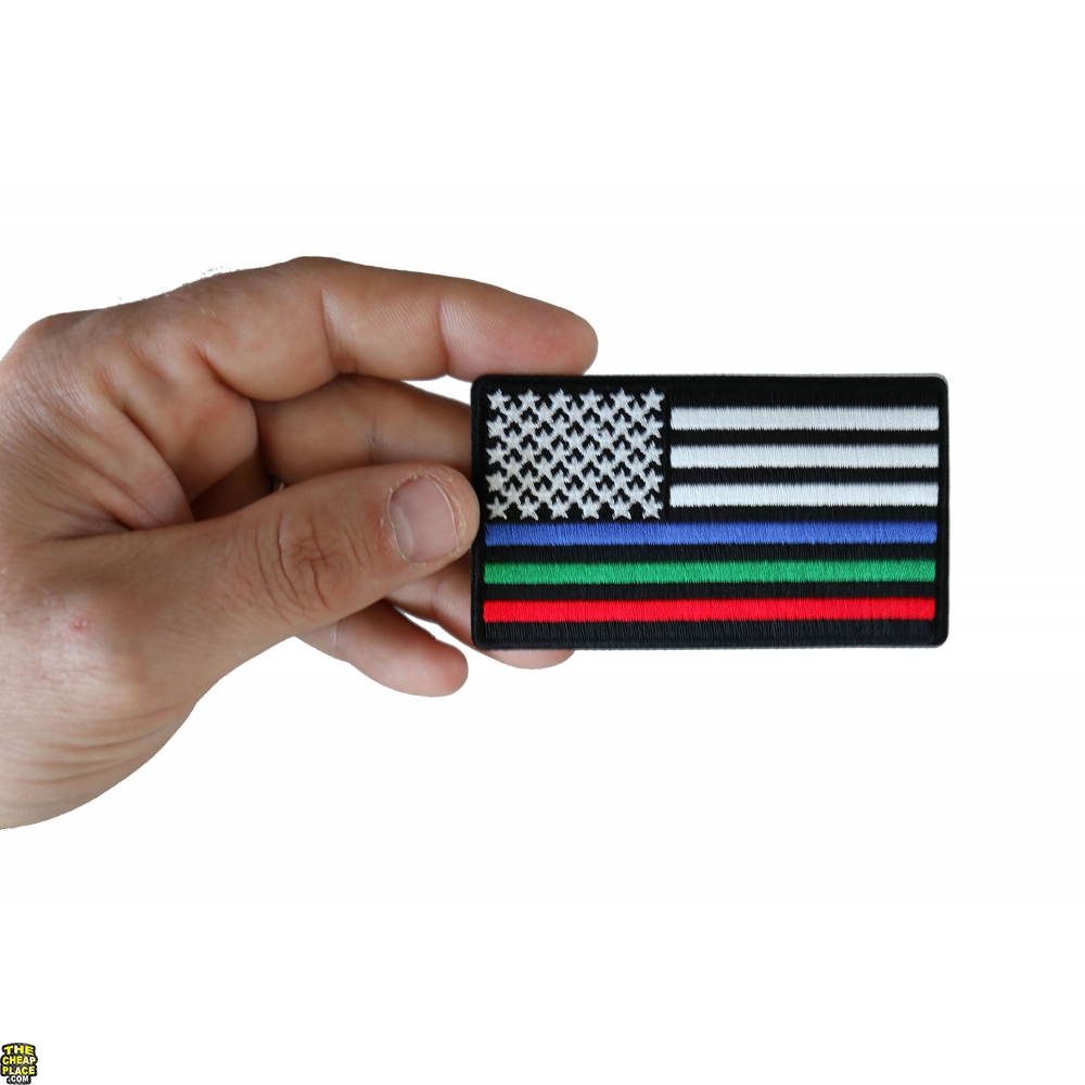 Blue Green and Red Striped American Flag Patch TheCheapPlace