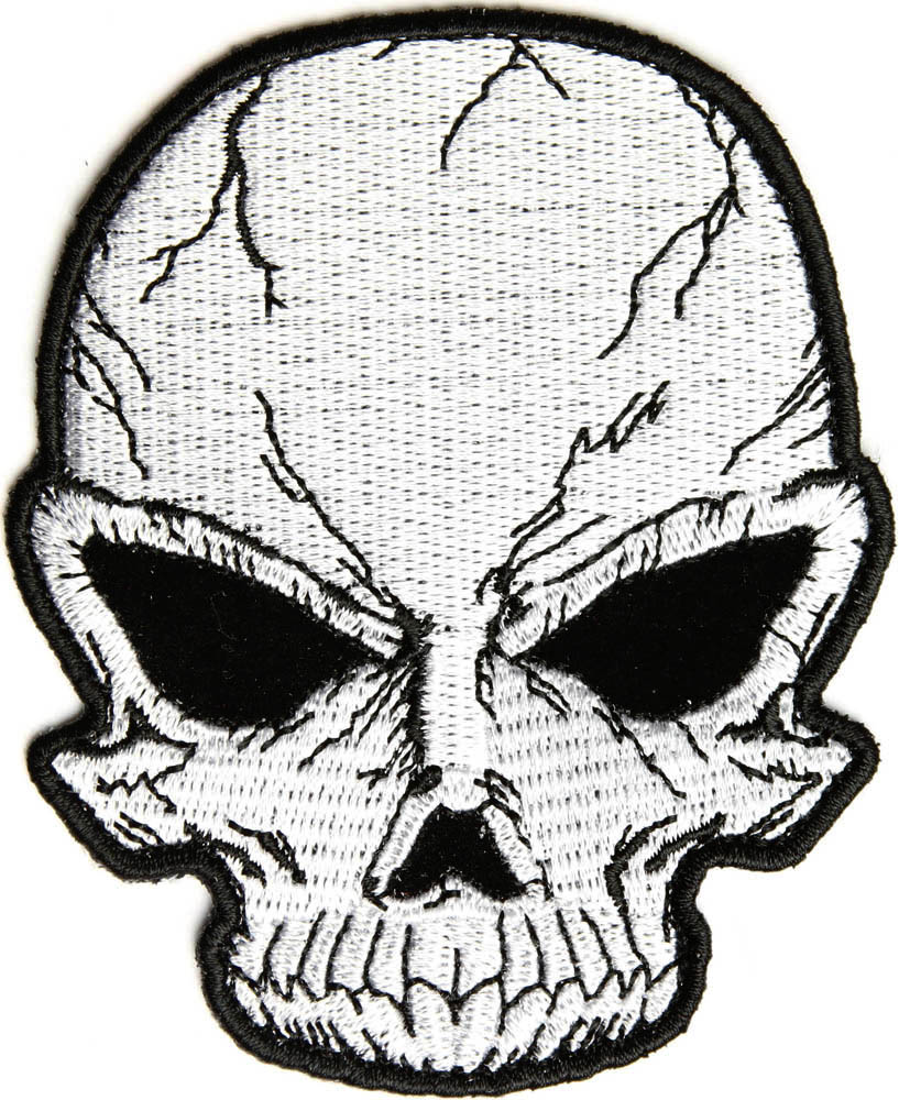 Small Cracked Skull Patch Grey Skull Patches TheCheapPlace