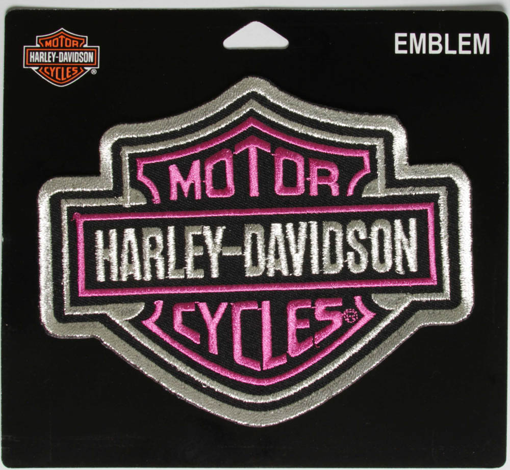 Harley Davidson Bar and Shield Pink Silver Harley Patch