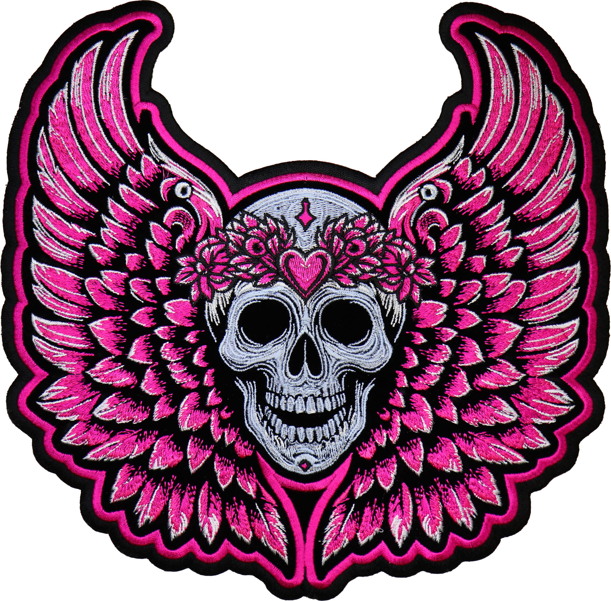 thumbnail image 2 of Skull Wings Biker Patch – 11.0 X 3.0 Inches – Iron On / Sew On For Jacket, Vest, Back 2 of 4