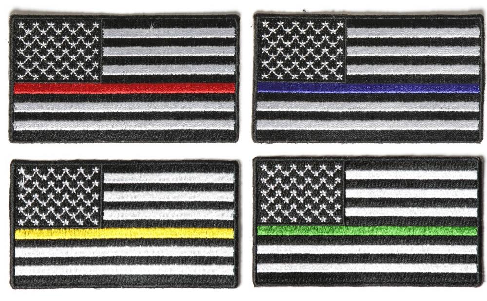 American Flags With Different Colored Thin Stripes For Servicemen