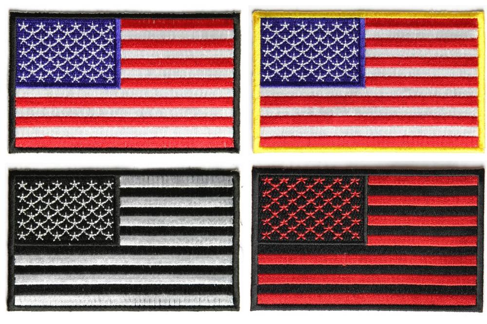 4 Inch American Flag Patches Set Of 4 Embroidered US Flags American