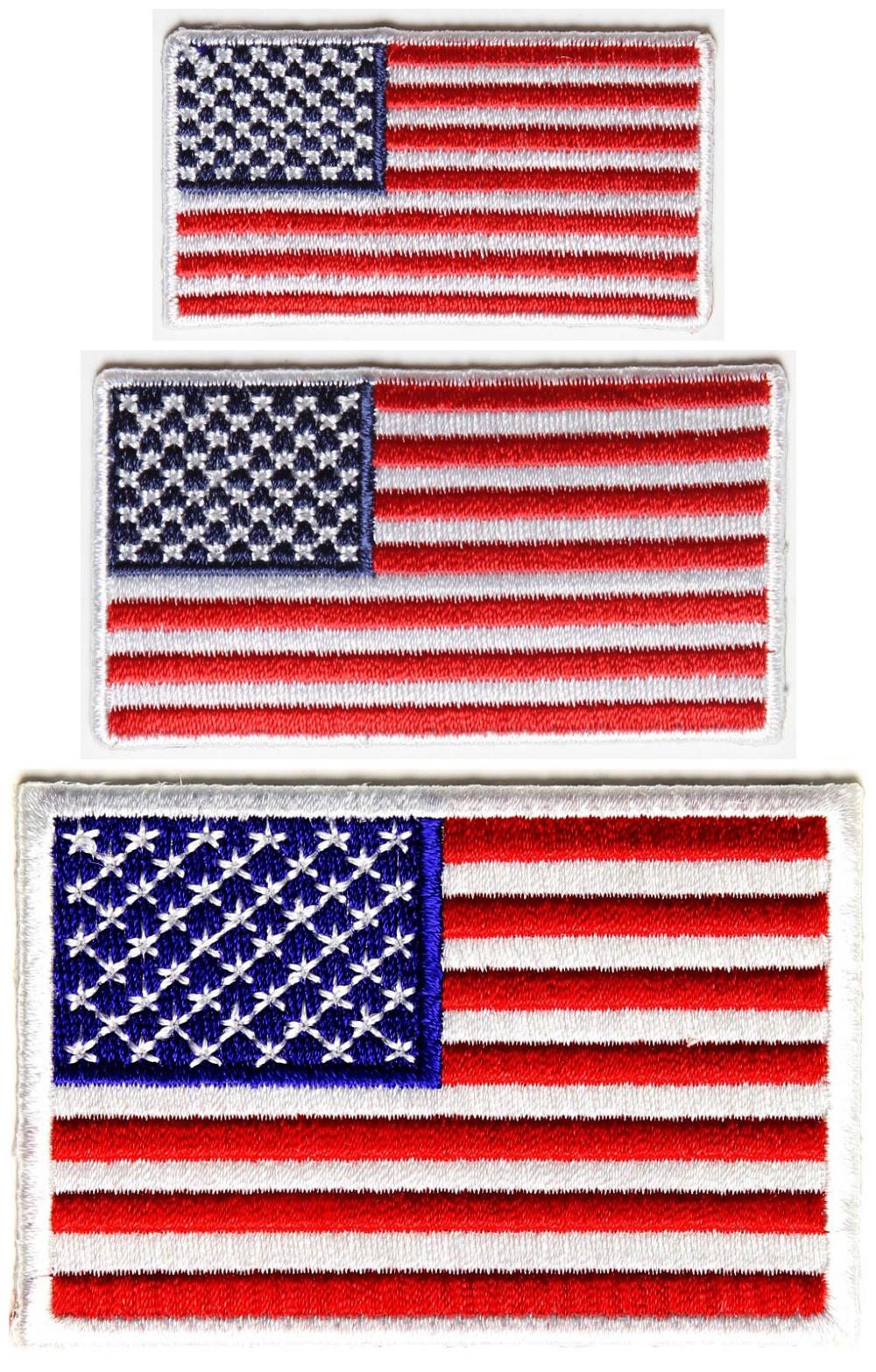 Small US Flag Patches White Border 3 Embroidered American Flags