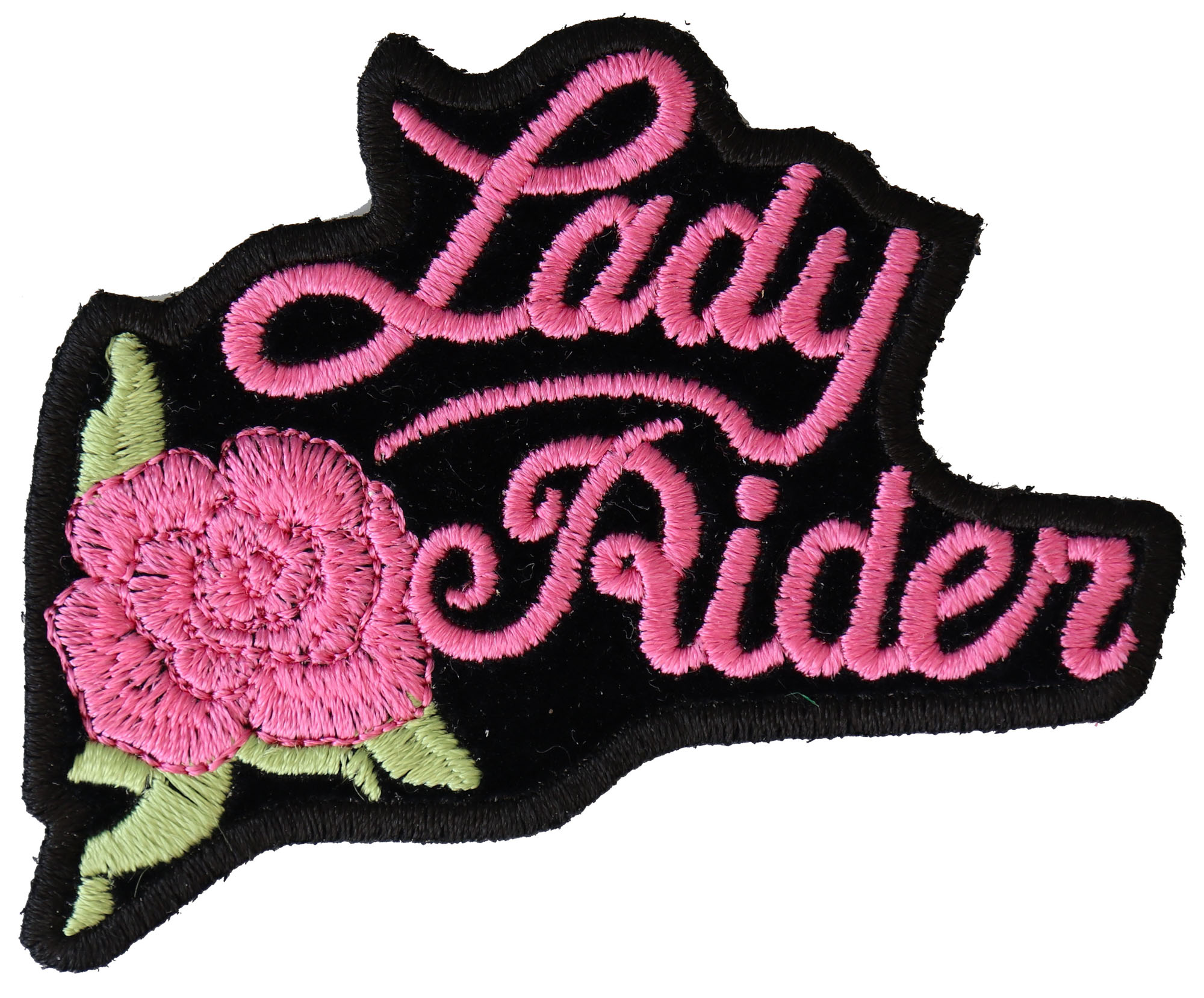 Pink Lady Rider Rose Biker Patch | Embroidered Patches - TheCheapPlace