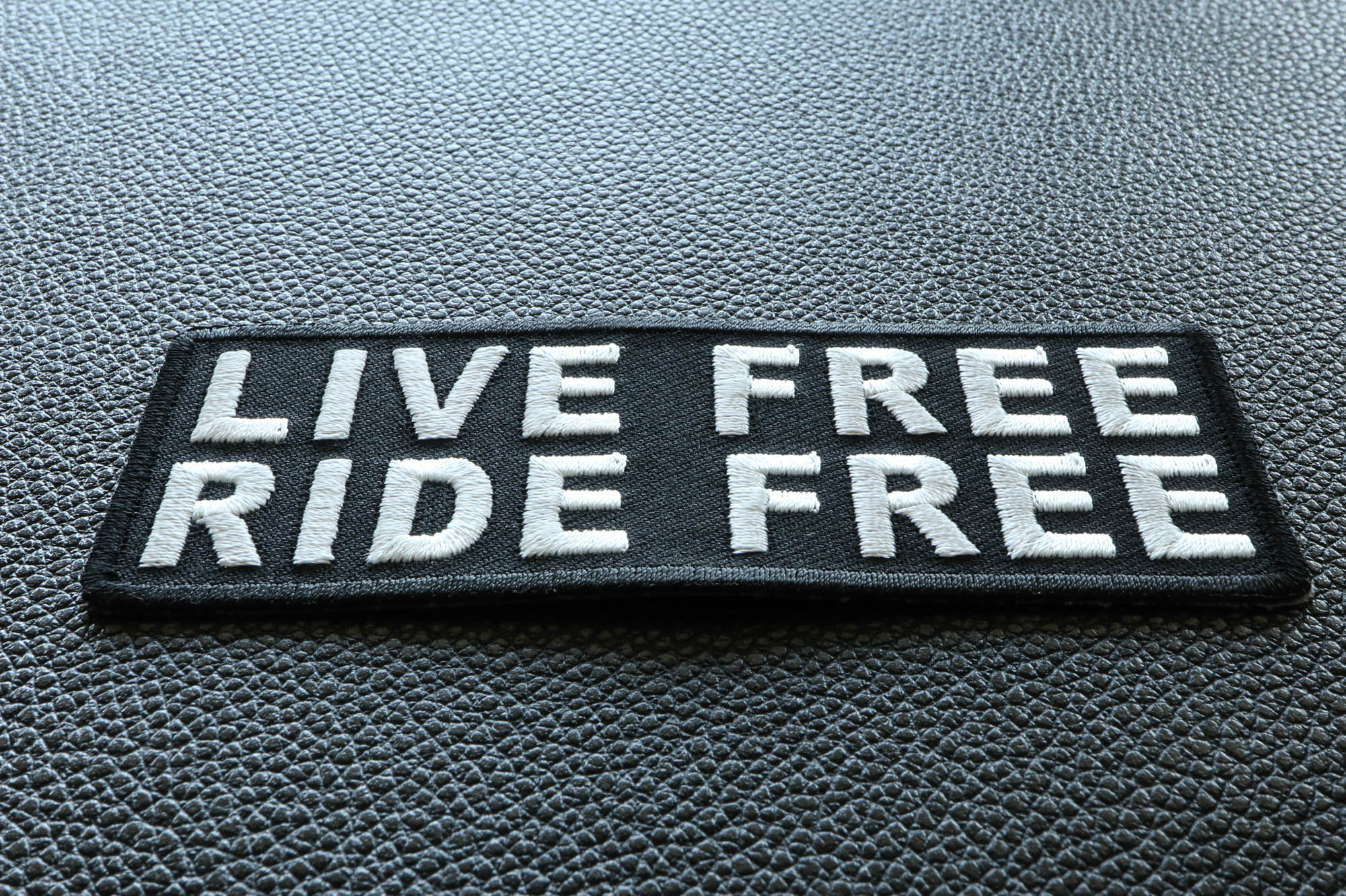 thumbnail image 2 of Live Free Ride Free: Large Skull & Cross Bones Patch For Bikers – Embroidered Badge 2 of 5