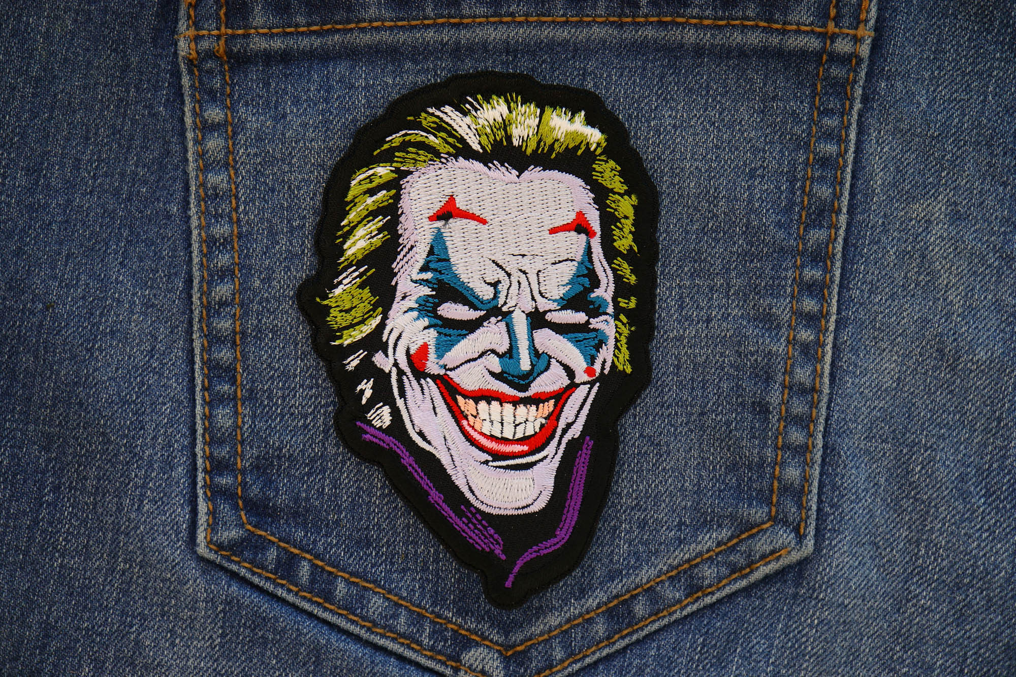 Devil Joker Card Embroidered Iron-On Patch
