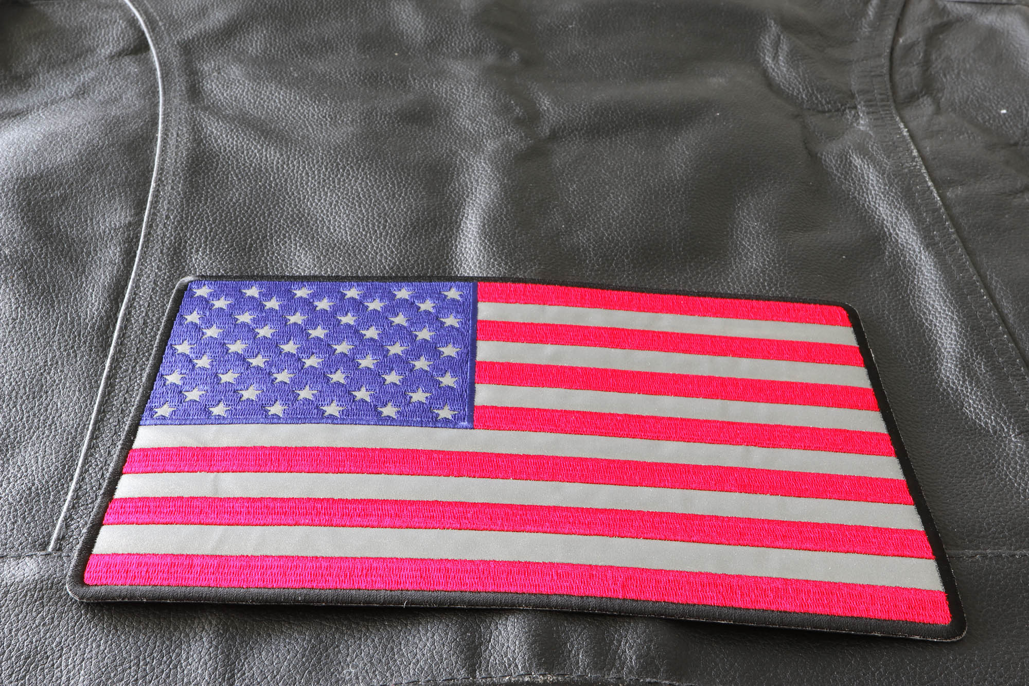 American Flag Patch, Large Reflective Back Patch for Jackets by Ivamis