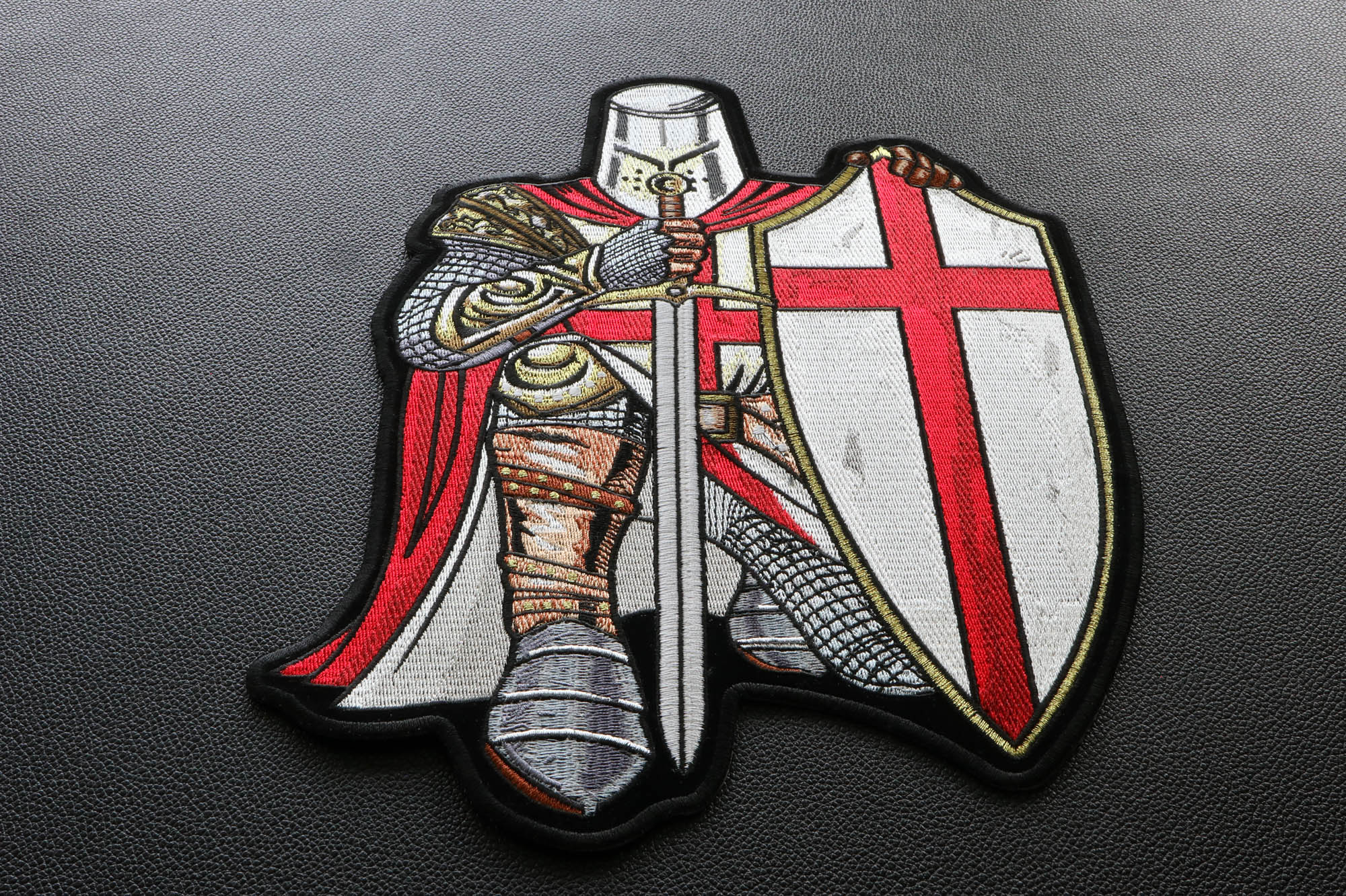 Red Kneeling Knight Patch, Large Christian Back Patches by Ivamis Patches