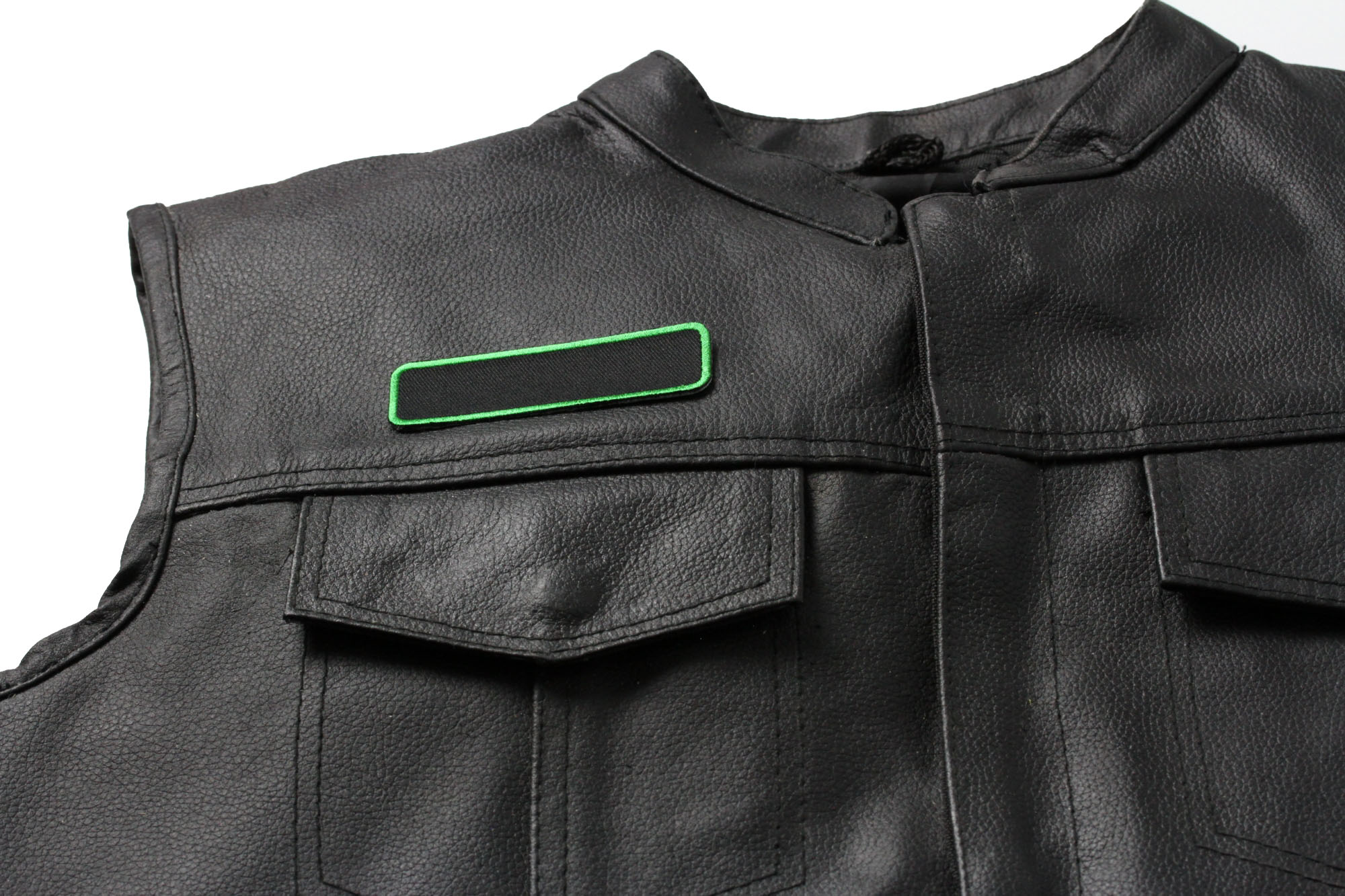 Blank Name Tag Patch Green Border Embroidered Patches by Ivamis Patches