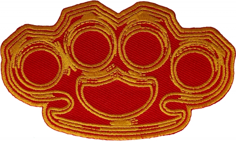 Brass Knuckles in Red and Yellow Patch