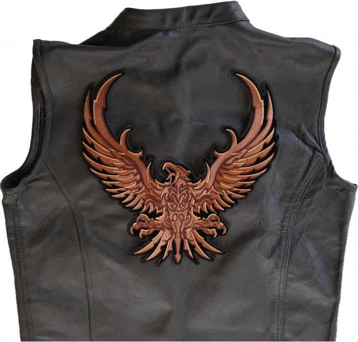 Brown Eagle Large Embroidered Iron on Biker Patch Brown Eagle Large Embroidered Iron on Biker Patch