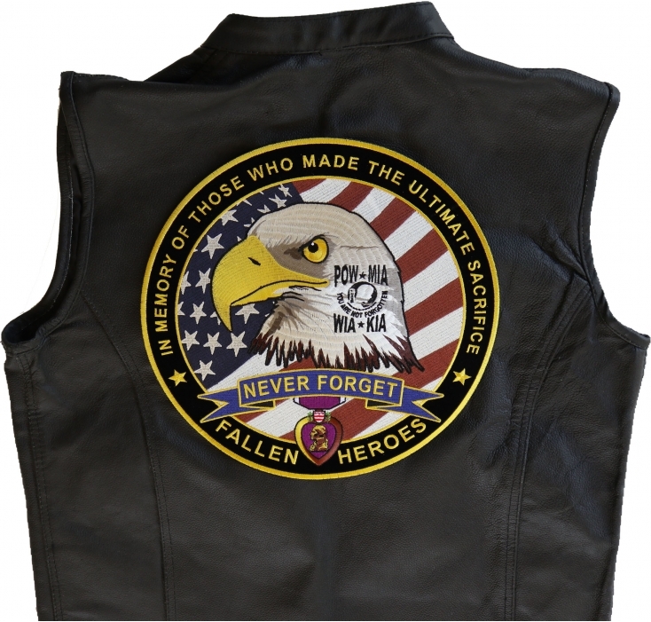 Fallen Heroes POW MIA WIA KIA Memorial Large Iron on Patch Fallen Heroes POW MIA WIA KIA Memorial Large Iron on Patch