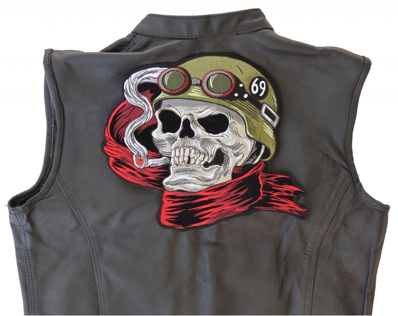 Biker Skull Embroidered Iron-On Patch Biker Skull Embroidered Iron-On Patch