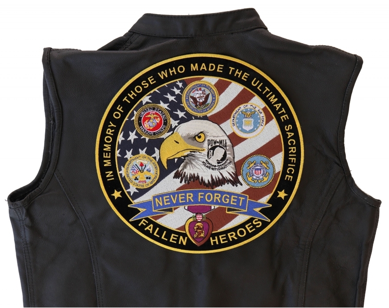 In Memory of Fallen Heroes Large Embroidered Iron-On Patch In Memory of Fallen Heroes Large Embroidered Iron-On Patch
