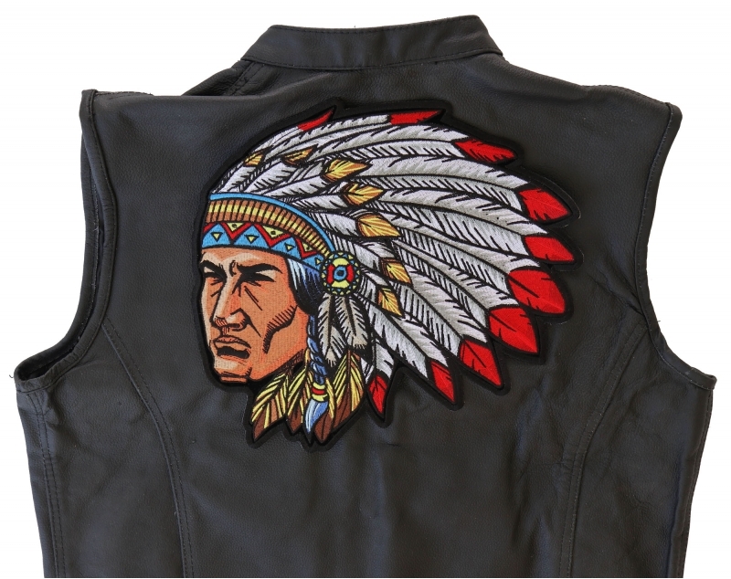 Indian Head Dress Large Embroidered Iron-On Patch Indian Head Dress Large Embroidered Iron-On Patch