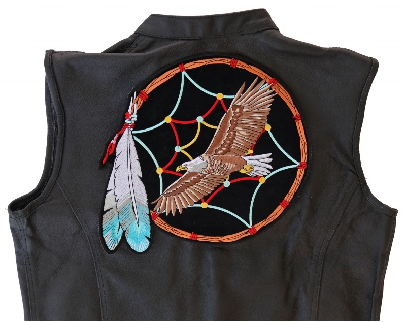 Dreamcatcher Eagle Feather Embroidered Iron-On Biker Patch Dreamcatcher Eagle Feather Embroidered Iron-On Biker Patch