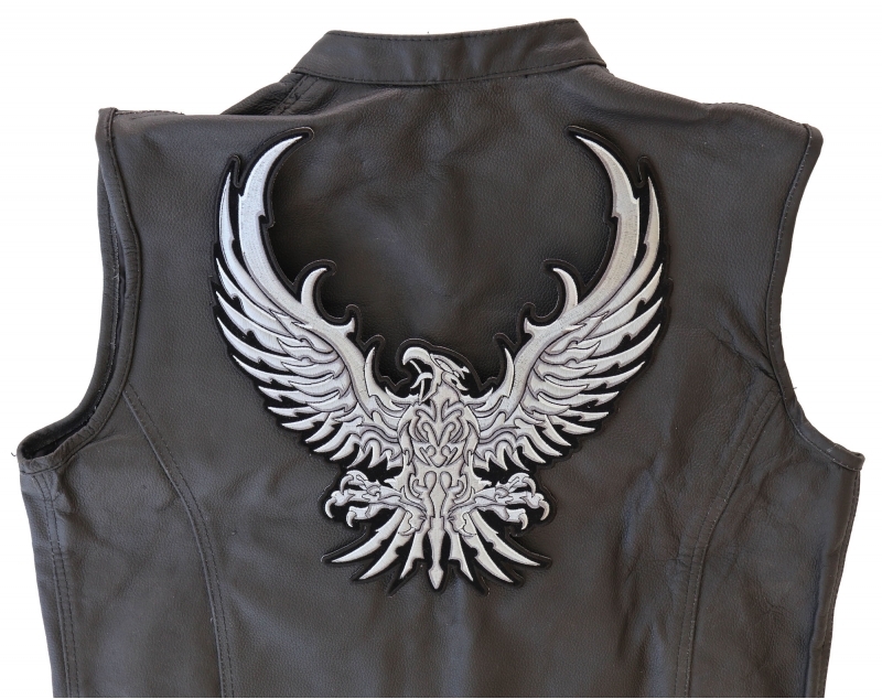 Silver Eagle Embroidered Iron-On Patch Silver Eagle Embroidered Iron-On Patch