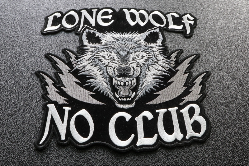 Lone Wolf No Club Large Biker Back Patch